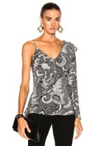 Diane Von Furstenberg Asymmetric Ruffle Front Blouse Top In Abstract,black,floral,white
