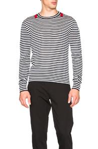 Moncler Crewneck Sweater In White,blue,stripes