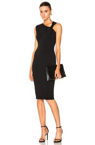 Victoria Beckham Matte Heavy Rib Jersey Sleeveless Knotted Dress In Black