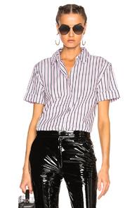 Equipment Paulette Top In Pink,stripes,white