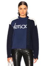 Versace Logo Colorblock Sweater In Black,blue,white