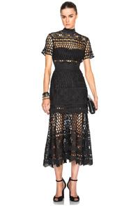 Self-portrait Cutwork Lace Layered Dress In Black