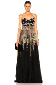 Giambattista Valli Printed Gown In Black,floral