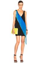 Christopher Kane Asymmetric Fringe Strip Dress In Black