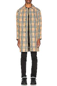 Burberry Check Nylon Carcoat In Neutral,plaid