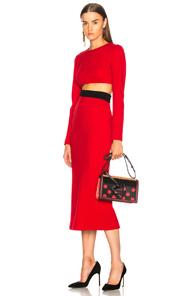 Fausto Puglisi Long Sleeve Cut Out Dress In Red