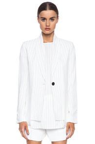 Thakoon Button-front Acetate-blend Blazer In White,stripes
