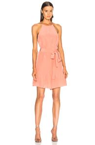 Tibi Silk Cdc Halter Ruffle Romper In Pink