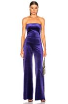 Norma Kamali For Fwrd Strapless Velvet Jumpsuit In Purple