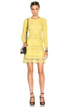 Burberry Prorsum Tiered Lace Dress In Green,yellow