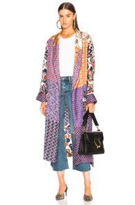 Pierre-louis Mascia Aloeuw Patchwork Robe In Blue,floral,abstract