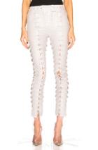 Unravel Leather Lace Up Skinny Pants In Gray