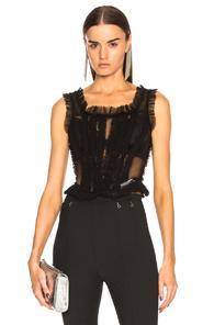 Dolce & Gabbana Tulle Sleeveless Square Neck Top In Black