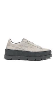 Fenty By Puma Pointy Patent Leather Creeper Sneakers In Gray