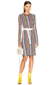 Marques ' Almeida Long Dress In Blue,green,stripes,red