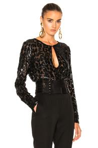 Alexandre Vauthier Lurex Leopard Top In Black,animal Print