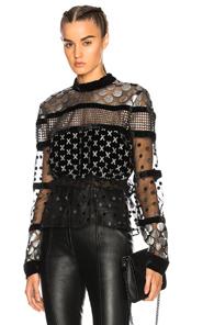Dodo Bar Or Amaliya Top In Black,geometric Print,metallics
