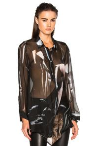 Ann Demeulemeester Printed Asymmetric Popover Top In Black,abstract