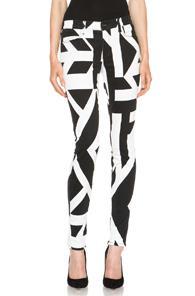 J Brand Mid-rise Super Skinny In Black,white,geometric Print