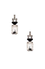 Saint Laurent Crystal Stone Clip Earrings In Metallic