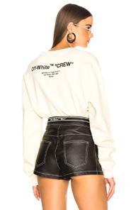 Off-white Quotes Crop Crewneck In Neutrals