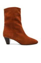 Isabel Marant Etoile Dyna New Velvet Booties In Orange,brown