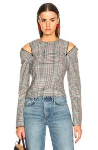 Monse Glen Plaid Shoulder Zip Top In Black,checkered & Plaid,red