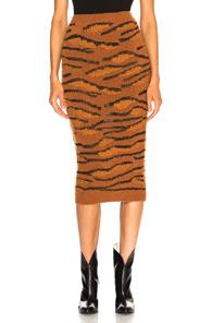 Stella Mccartney Tiger Print Midi Skirt In Animal Print,orange