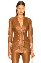 Zeynep Arcay Wrap Leather Blazer In Brown