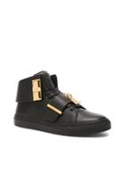 Buscemi Pebbled Leather Trap Sneakers In Black