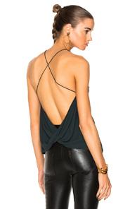 Dion Lee Silk Velvet Fine Line Cami Top In Green