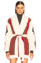 Alanui Chimayo Oversized Jacquard Cardigan In White,red,stripes