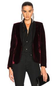 Saint Laurent Velvet Single Button Blazer In Red