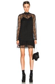 Mcq Alexander Mcqueen Gather Ruffle Dress In Black