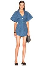 Jacquemus Short Sleeve Dress In Checkered & Plaid,blue