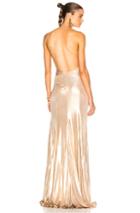 Alexandre Vauthier Jersey Crossover Halter Gown In Metallics