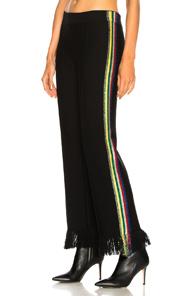 Alanui Lurex Jacquard Side Stripe Fringe Trim Pants In Black