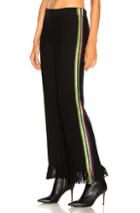 Alanui Lurex Jacquard Side Stripe Fringe Trim Pants In Black