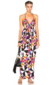 Mara Hoffman Modal Draped Dress In Pink,black,white,geometric Print