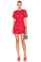 Tanya Taylor Georgette Birds Lissy Dress In Abstract,pink,red