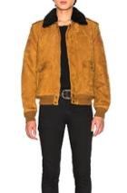 Saint Laurent Shearling Flight Jacket In Black,neutral