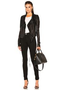 Rick Owens Low Neck Biker Jacket In Black