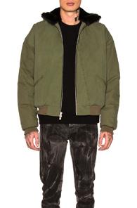 Fear Of God Vintage Military Faux Fur Coat In Green