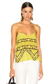 Ganni Silk Mix Top In Floral,paisley,yellow