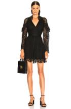 Self-portrait V Neck Crochet Mini Dress In Black