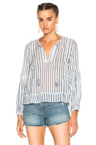 Ulla Johnson Iliana Blouse In Blue,stripes