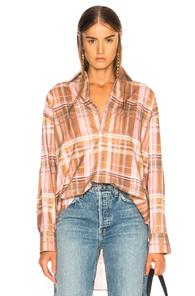 Acne Studios Plaid Shirt In Neutral,pink,plaid