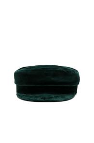 Janessa Leone Mattie Fisherman Velvet Cap In Green