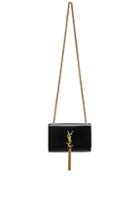 Saint Laurent Small Monogramme Kate Tassel Chain Bag In Black