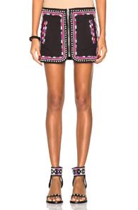 Isabel Marant Sybil Embroidered Cotton Twill Skirt In Black